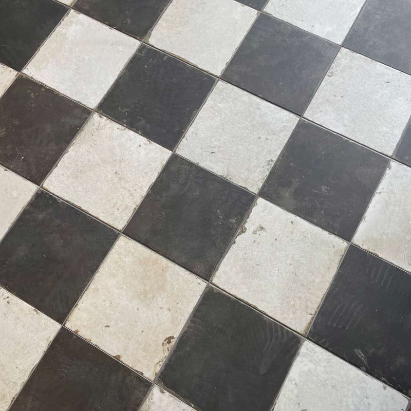 Image of Chequer black & white floor tile 45x45cm-Ceramic floor tile-Peronda-Tile.co.uk