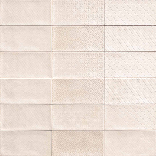 Jenson White Decor Brick tile 10x20cm-Brick style tiles-Mainzu Ceramica-tile.co.uk