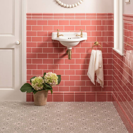 Duchy Pink Half Tile 15.2x7.5cm-Ceramic wall tile-Original Style-Tile.co.uk