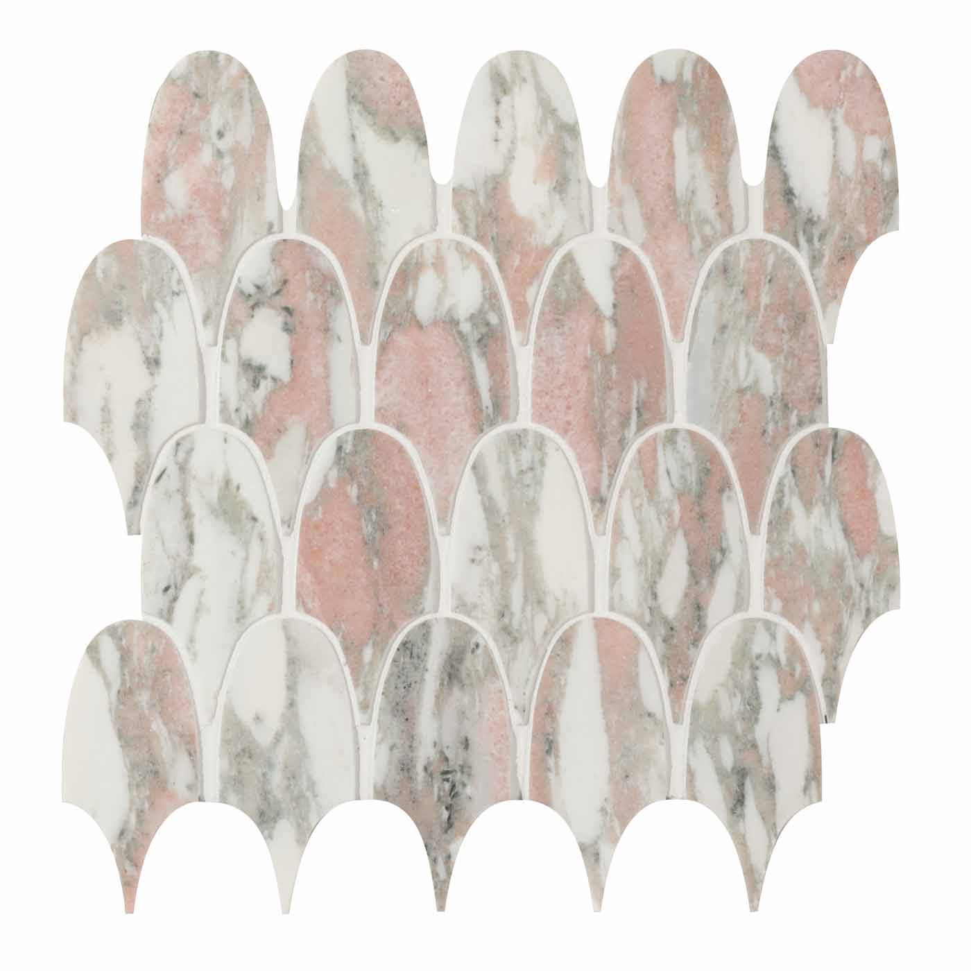 Image of East Java Flamingo Plume Honed Marble Mosaic 35x30.3cm-mosaic tile-Ca Pietra-tile.co.uk