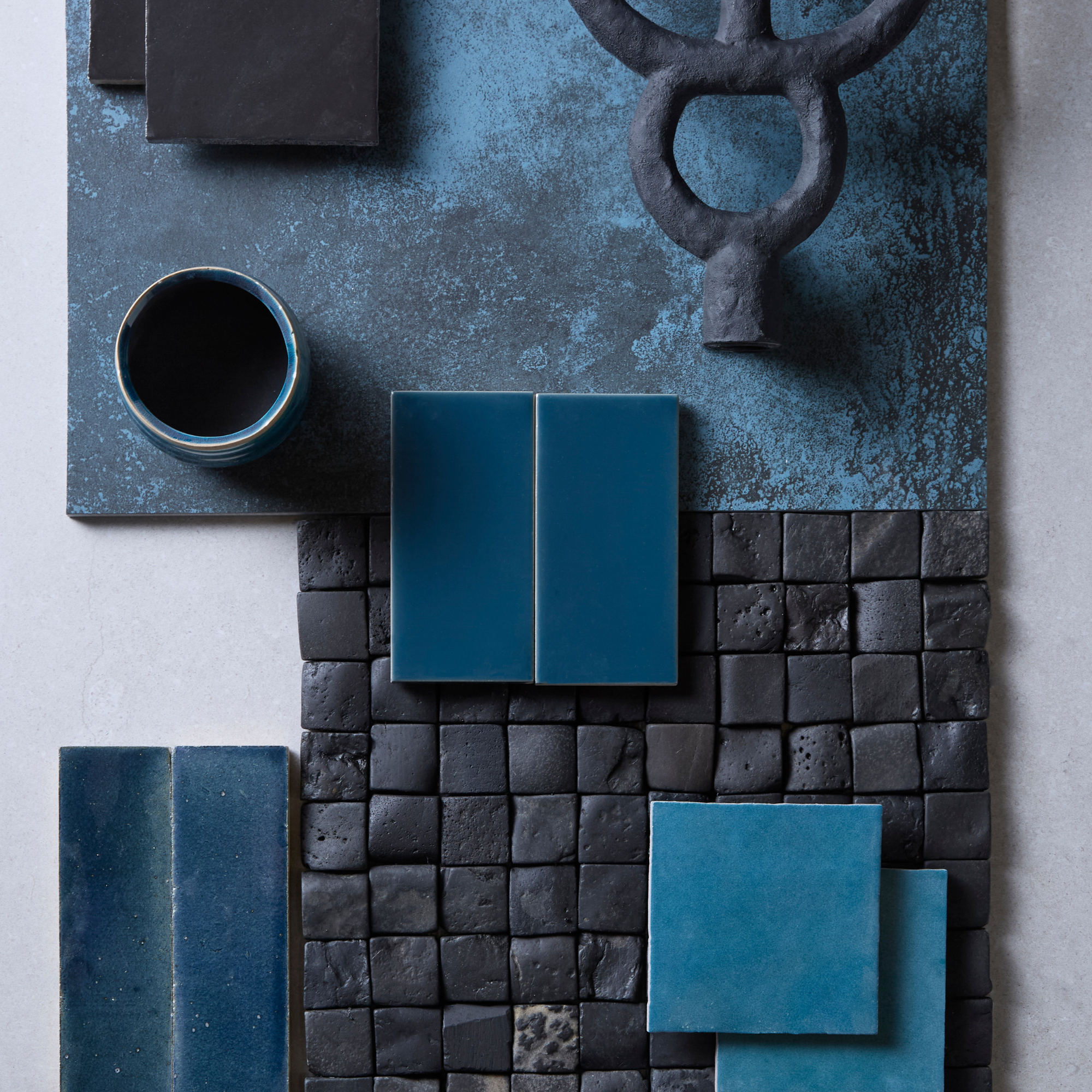 Image of Enso Cobble Cube Charcoal Mosaic 30x30cm-Limestone tiles-Ca Pietra-Tile.co.uk