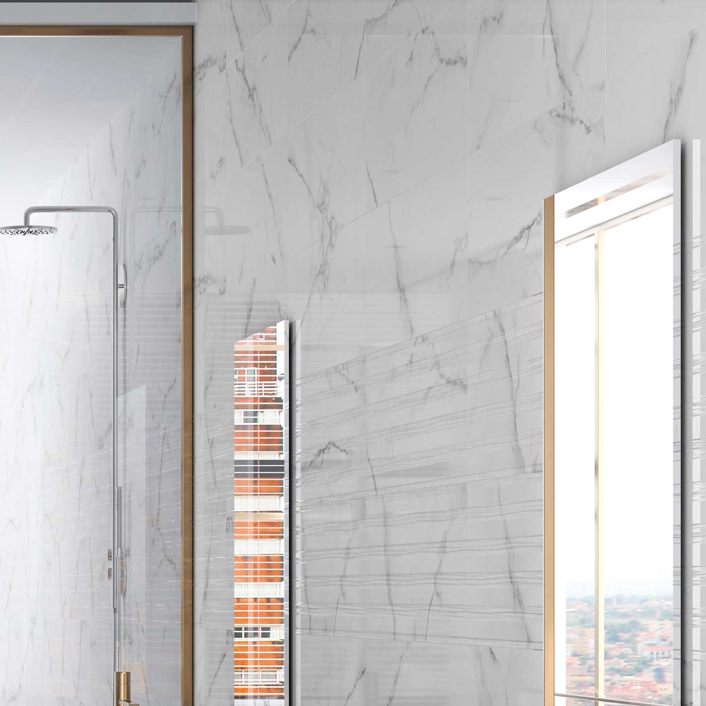Image of Shine White Decor Wall Tile 30x90cm-Ceramic wall tile-Argenta-Tile.co.uk