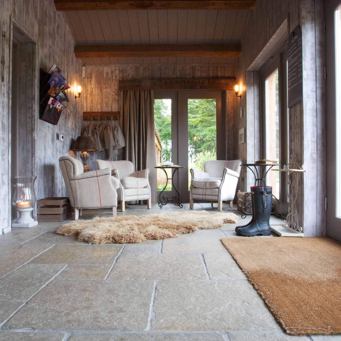 Image of Farley Limestone Seasoned Greek Pattern-Limestone tiles-Ca Pietra-tile.co.uk