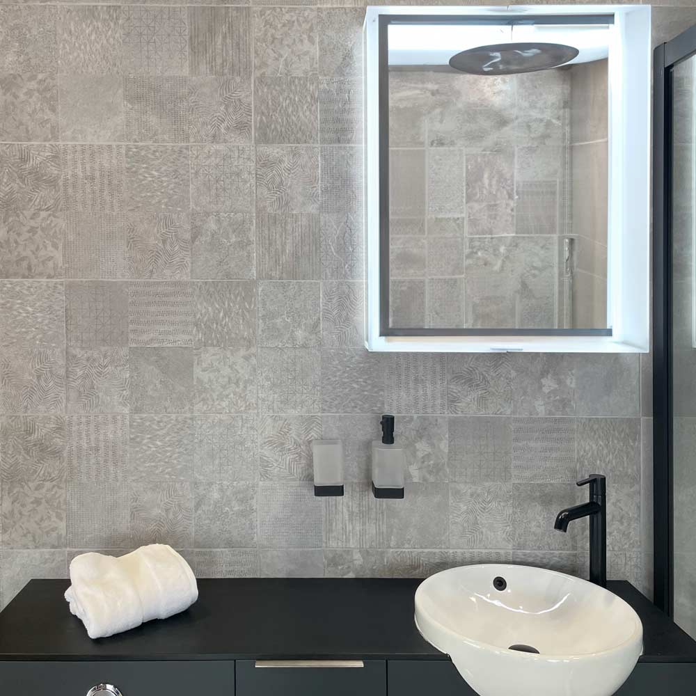 Image of Fauna Grey Decor Wall Tile 30x90cm-Ceramic wall tile-Keraben-Tile.co.uk