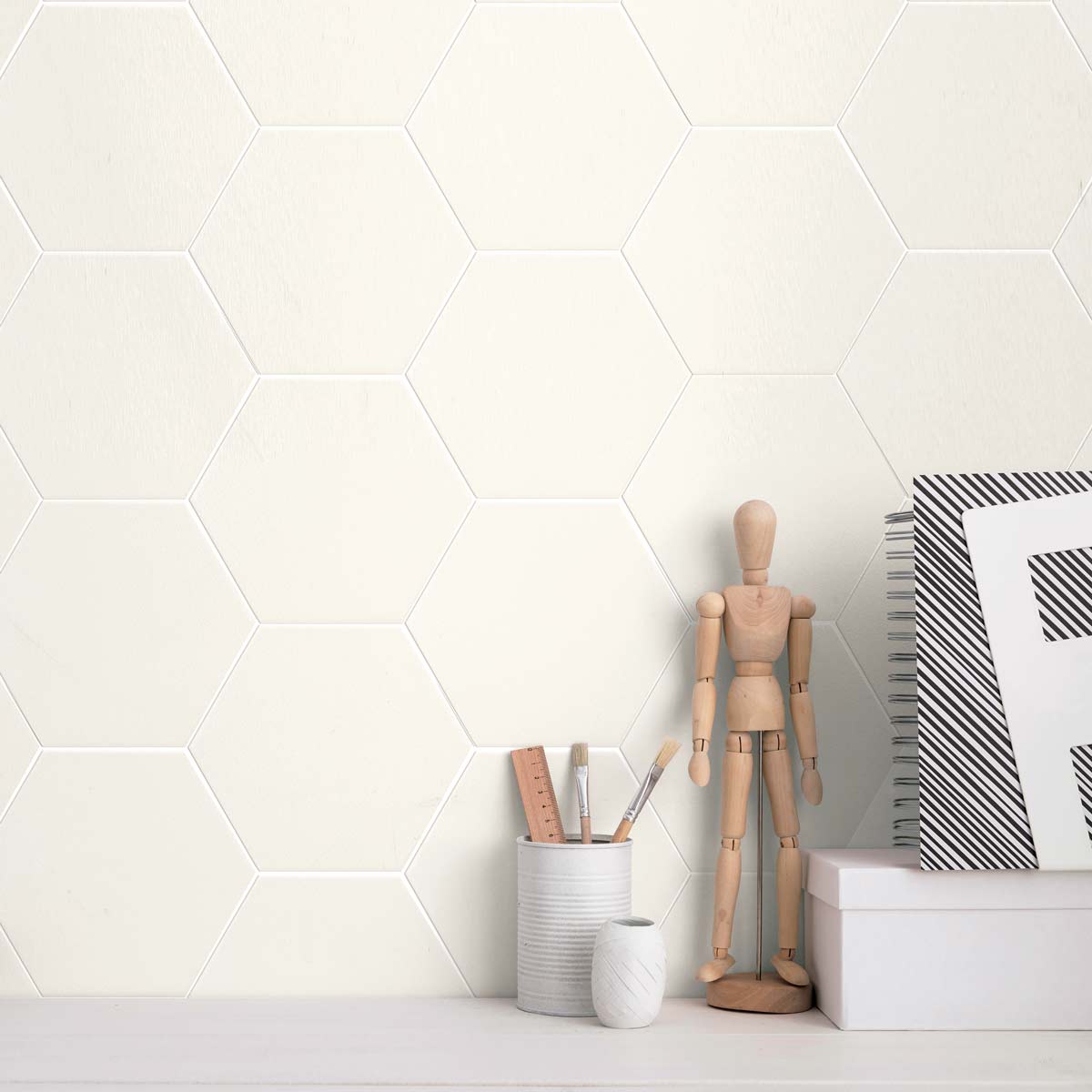 Image of Spring White Hex Porcelain tile 15x17cm-Hexagon tile-Estudio Ceramico-tile.co.uk