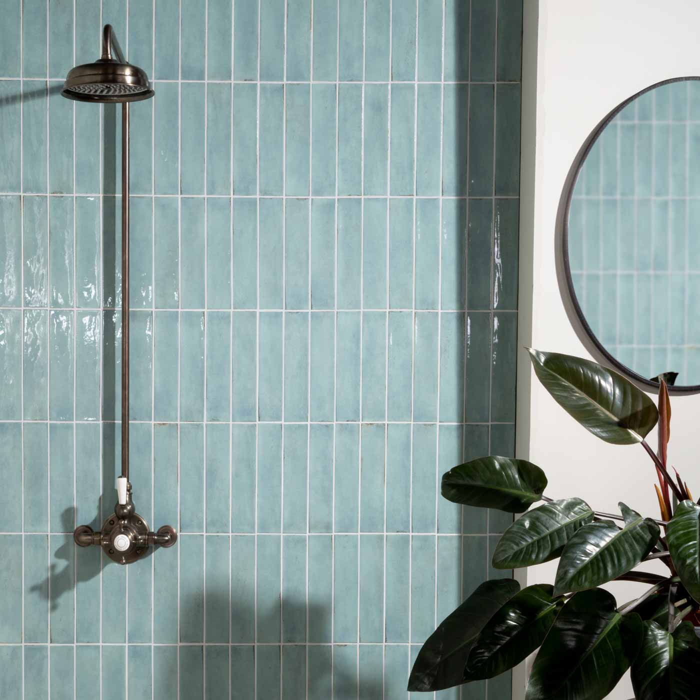 Image of Foundry Aquamarine tile 6x24.5cm-Ceramic wall tile-Ca Pietra-tile.co.uk