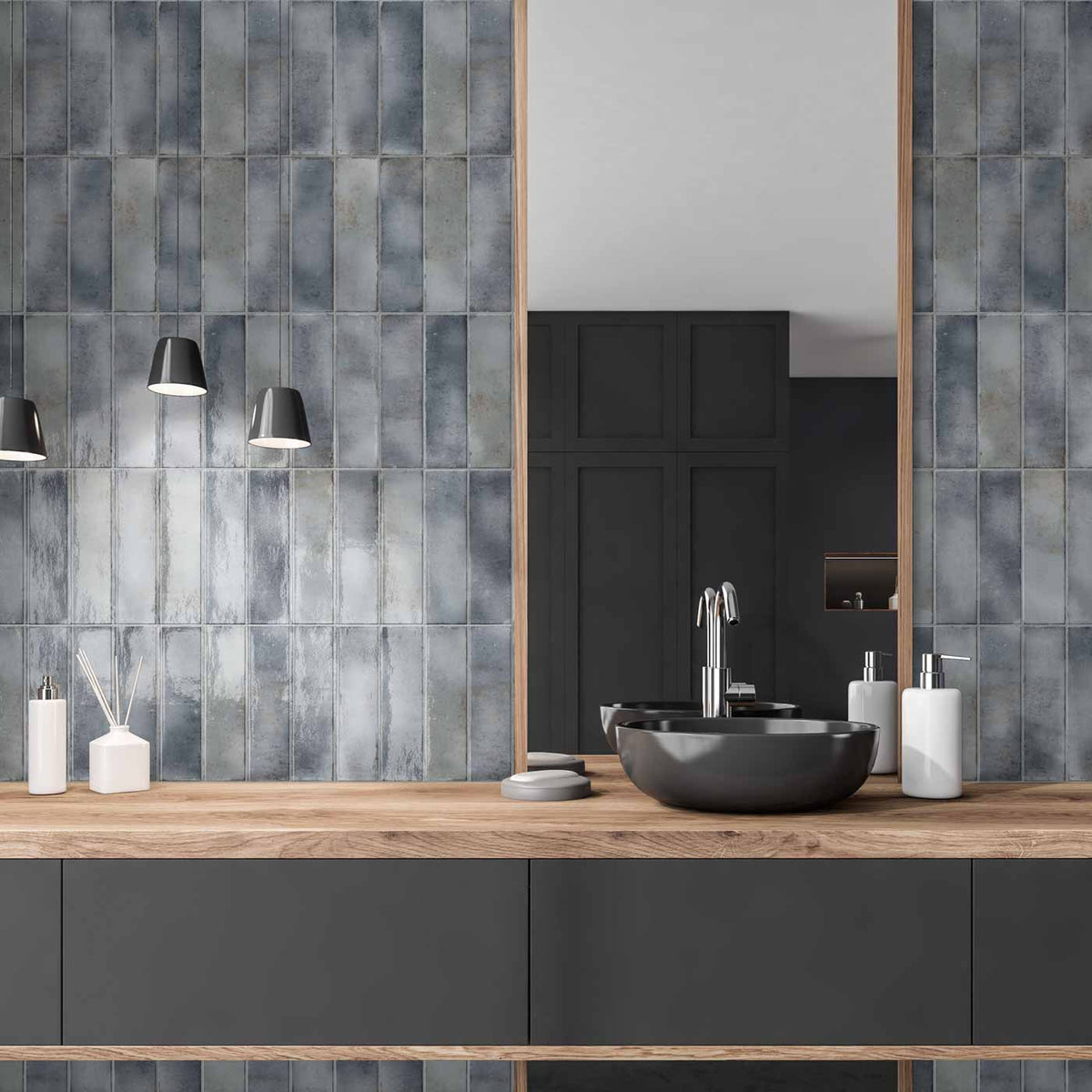 Zellige Grey Brick Tiles | 7.5x30cm Ceramic Wall Tiles — Tile.co.uk