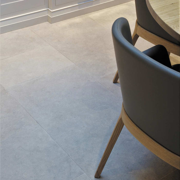 Cream floor tiles