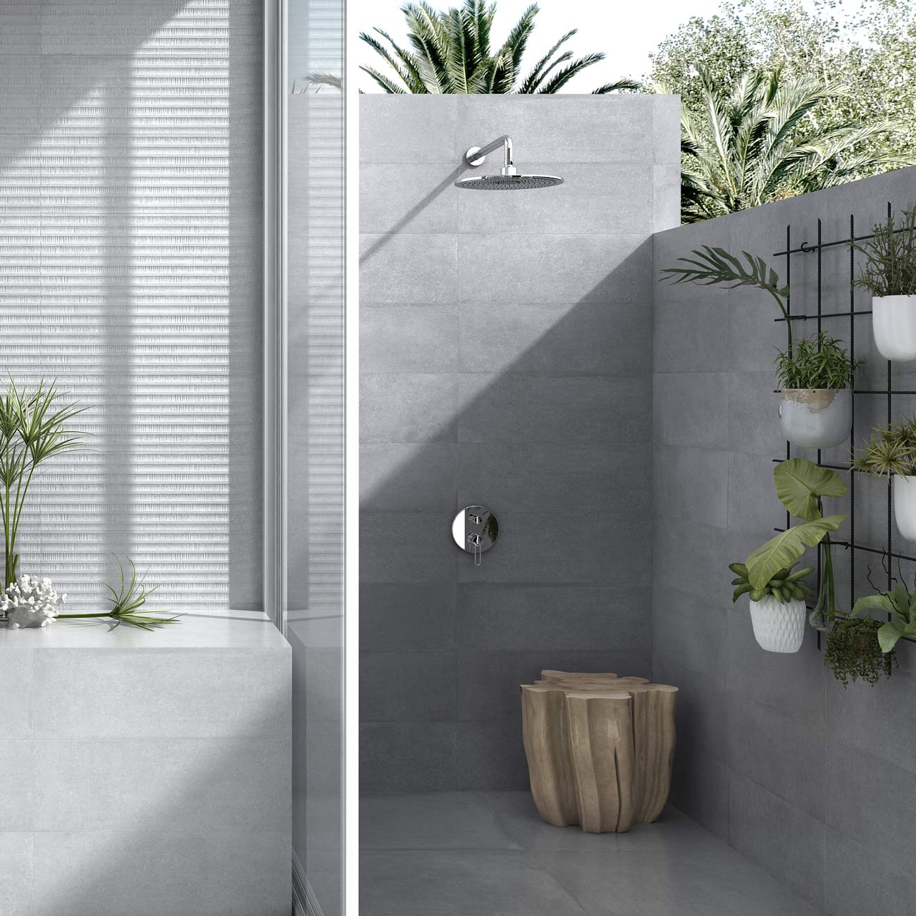 Image of Fluted Grey Plain Wall Tile 30x90cm-Ceramic wall tile-Keros-Tile.co.uk