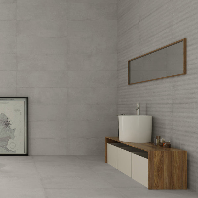 Image of Fluted Beige Decor Wall Tile 30x90cm-Ceramic wall tile-Keros-Tile.co.uk