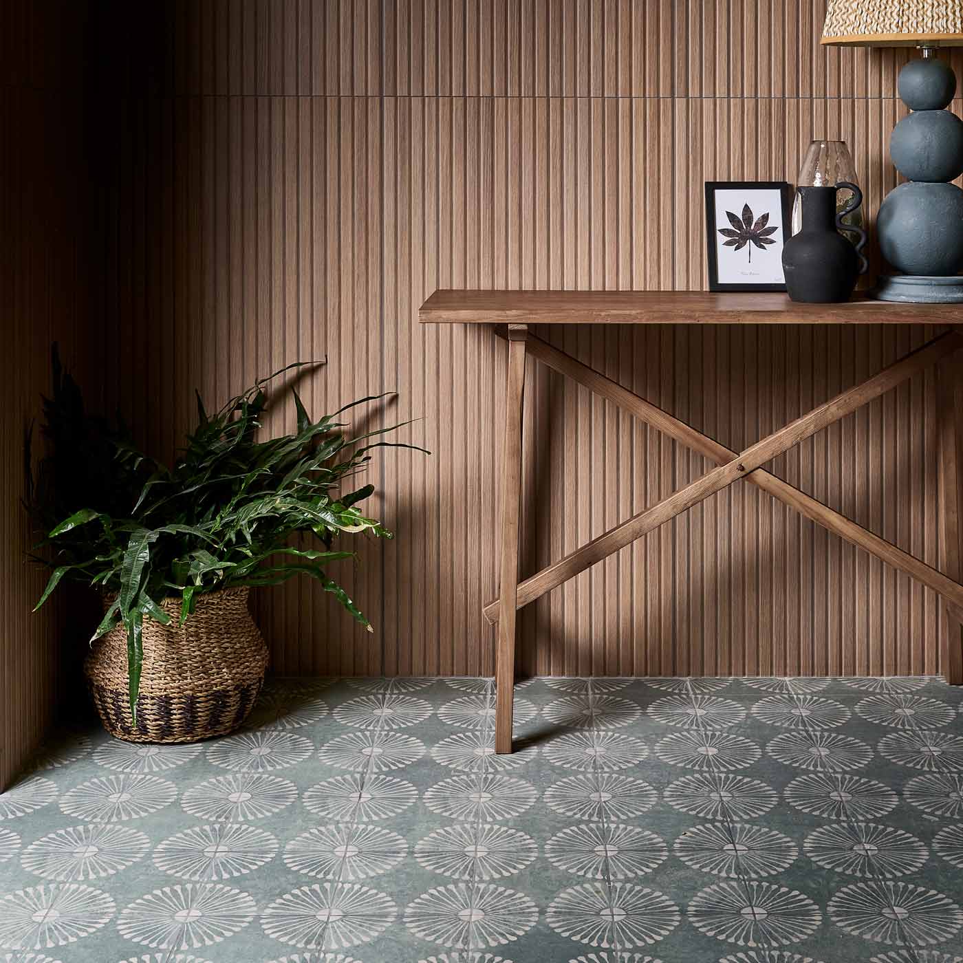 Image of Kinfolk Nut Wood Slat tile 60x120cm-Large format-Ca Pietra-tile.co.uk