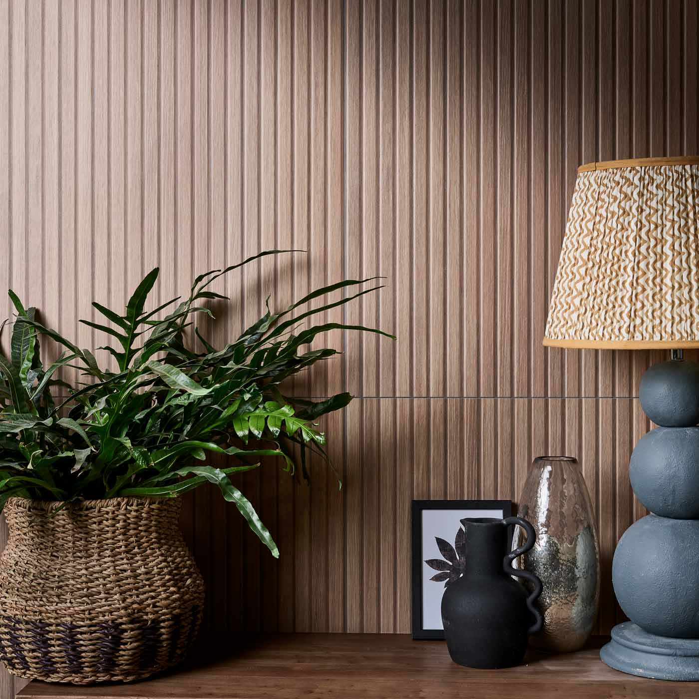 Image of Kinfolk Nut Wood Slat tile 60x120cm-Large format-Ca Pietra-tile.co.uk