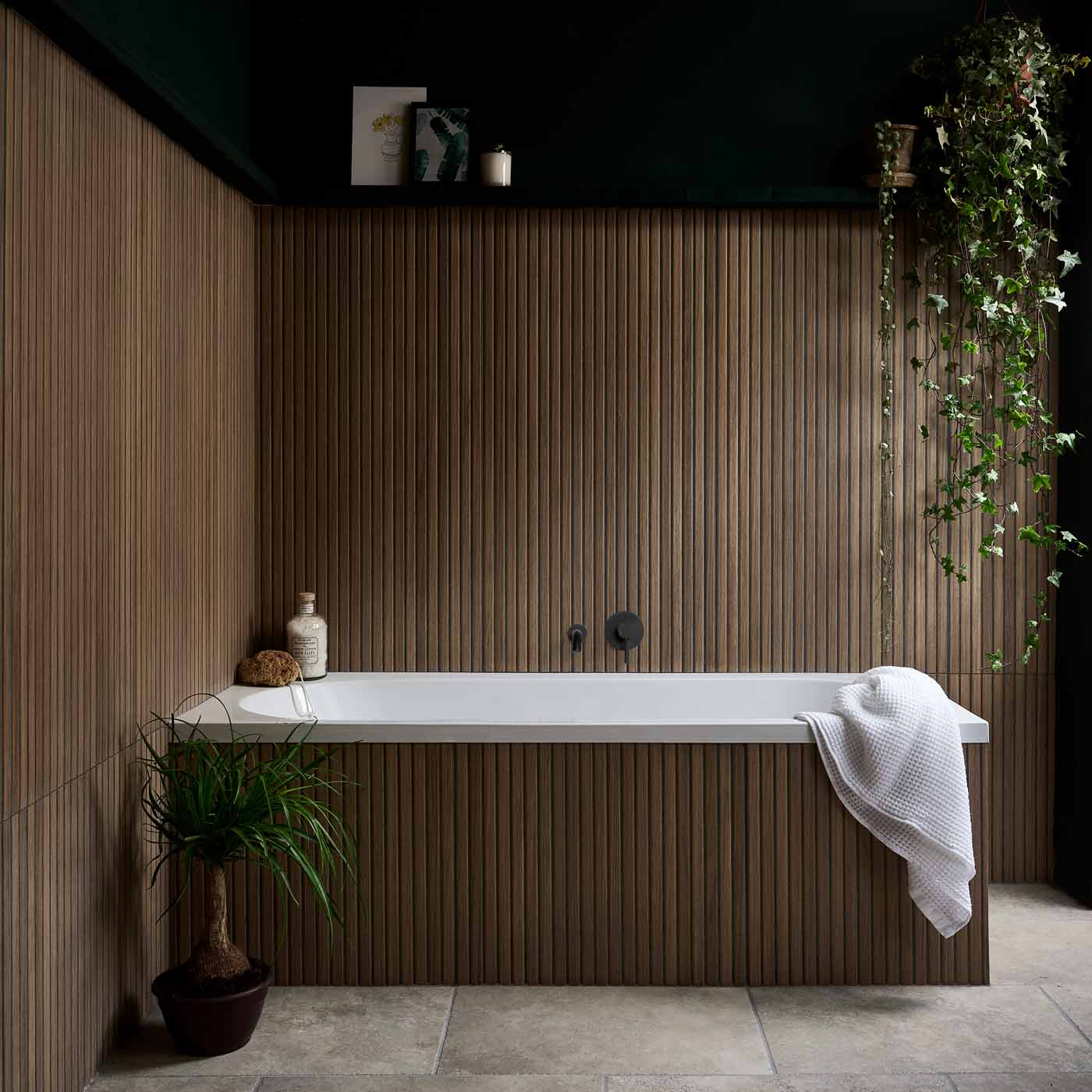 Image of Kinfolk Teak Wood Slat tile 60x120cm-Large format-Ca Pietra-tile.co.uk