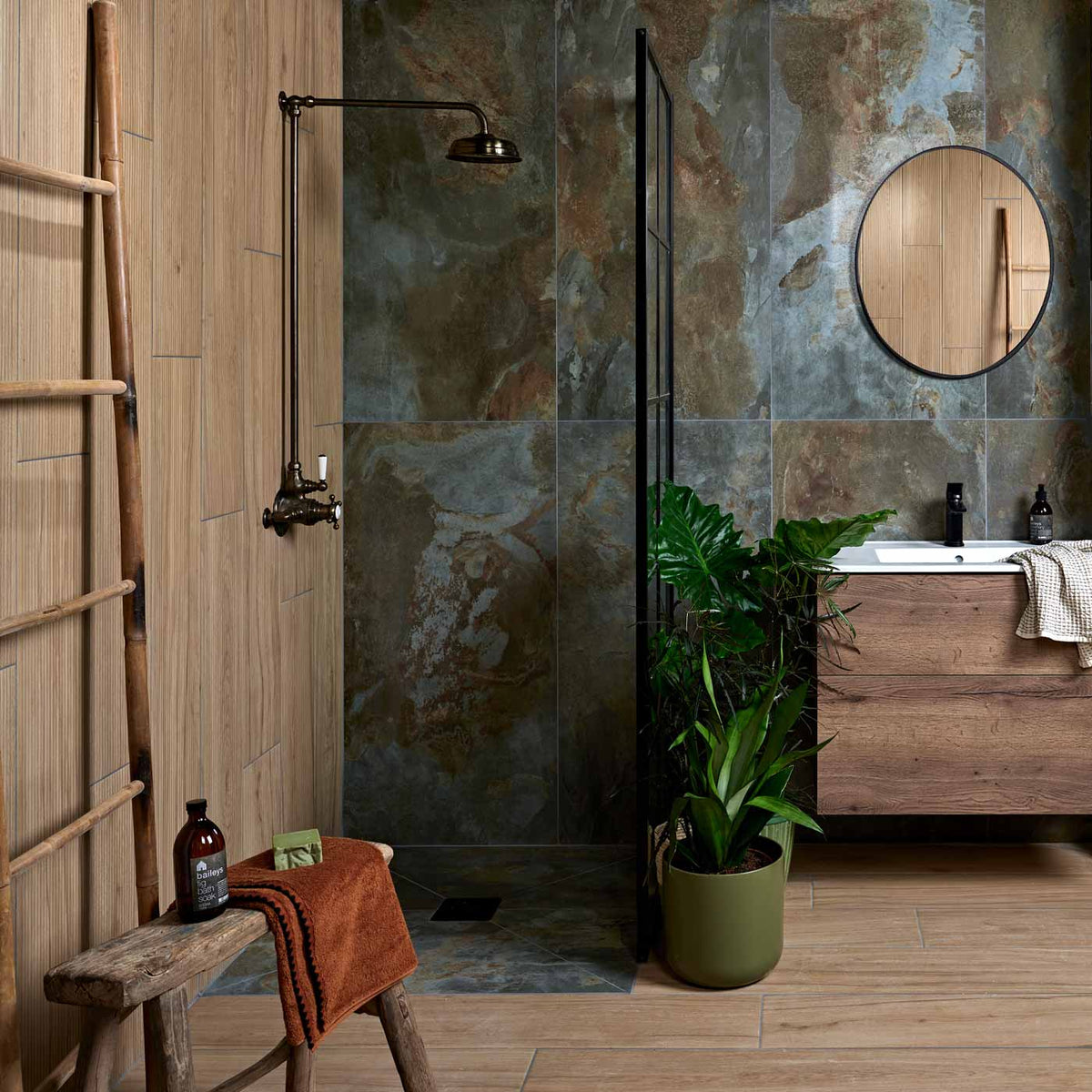 Komodo Matt Green tile | 60x120cm Slate Effect Tile — Tile.co.uk