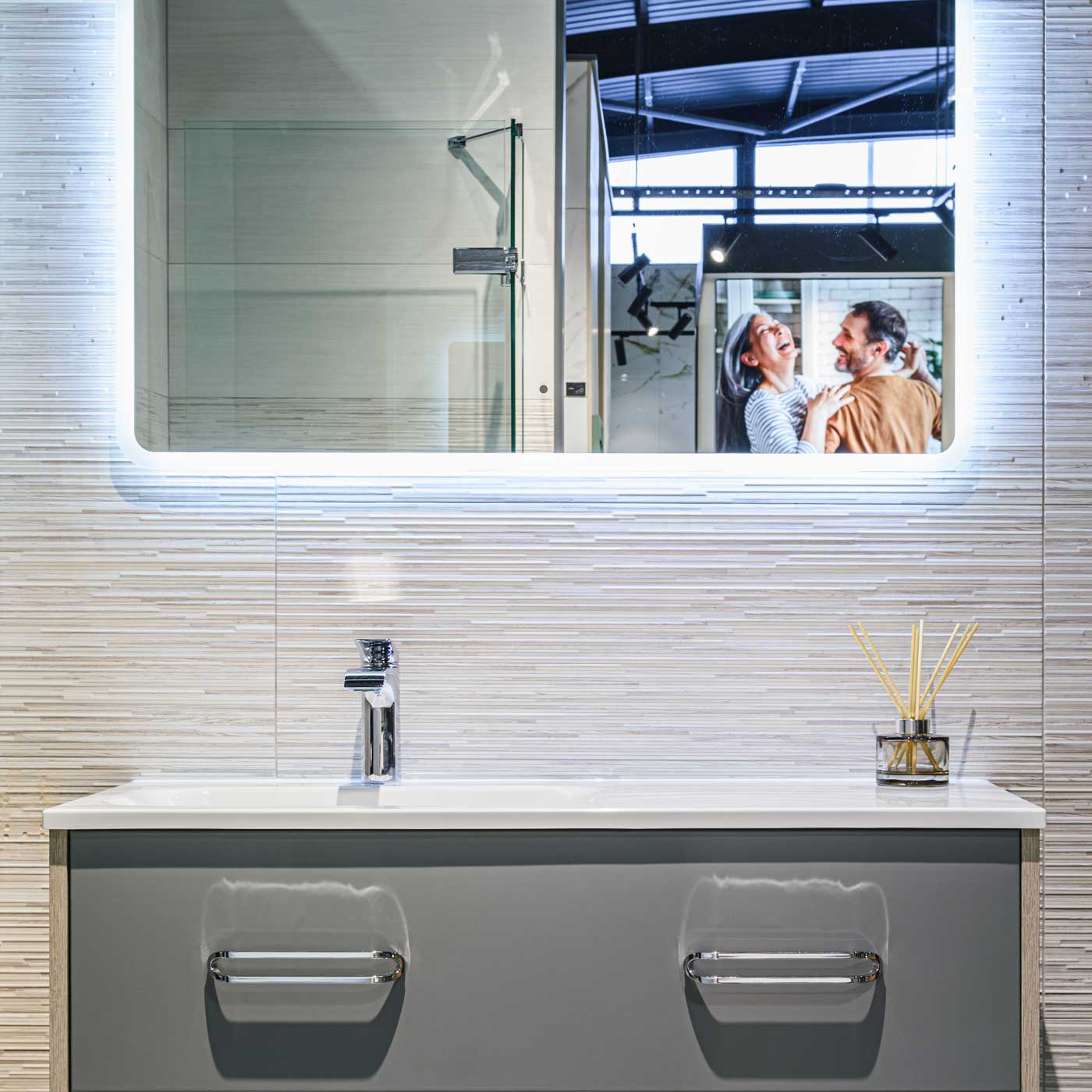Image of Bamboo Grey Decor Wall Tile 30x90cm-Ceramic wall tile-El Molino-Tile.co.uk