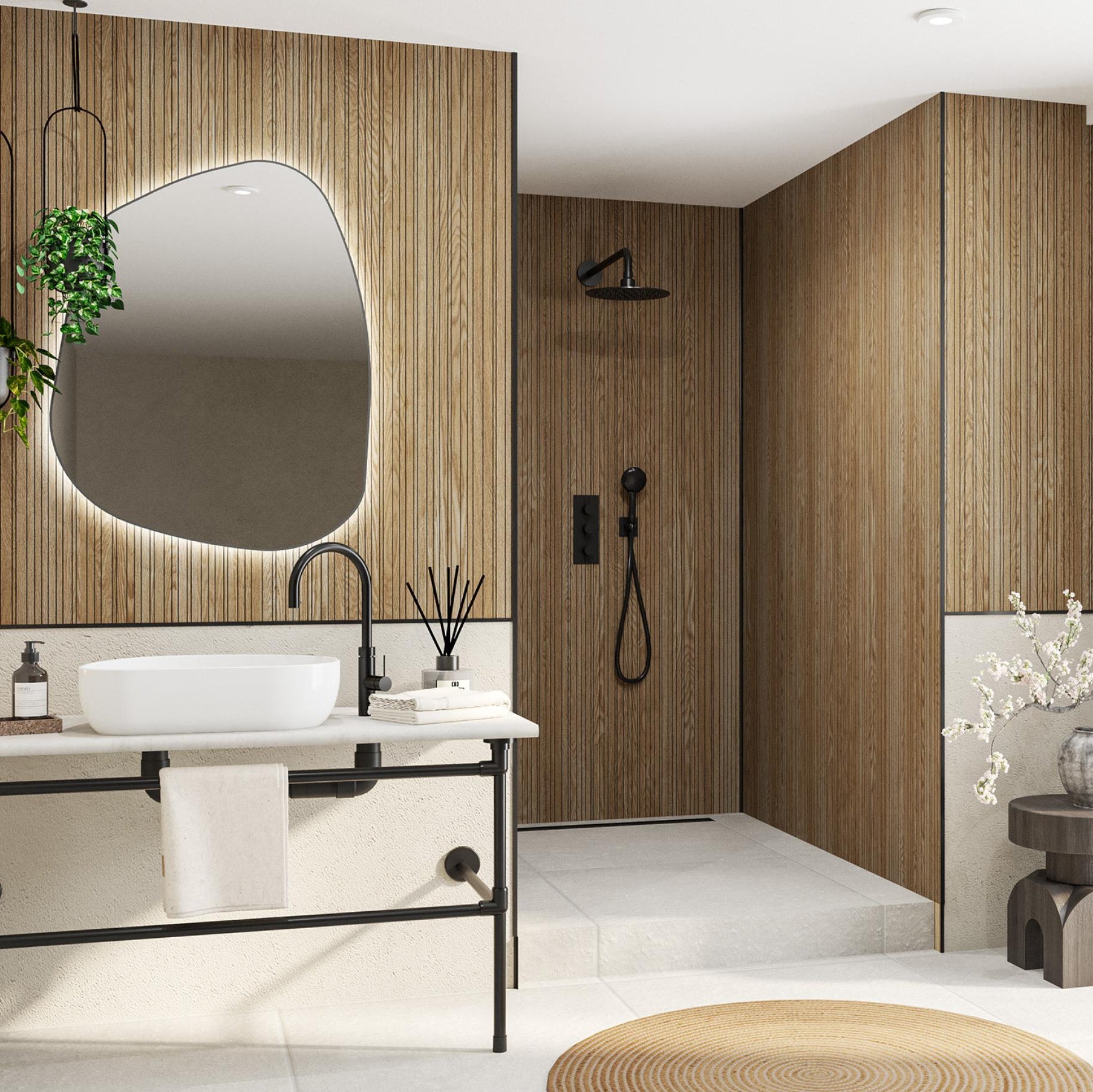 Image of Linear Oak Alloy Wall Panel-Wall panel-Wetwall-Tile.co.uk