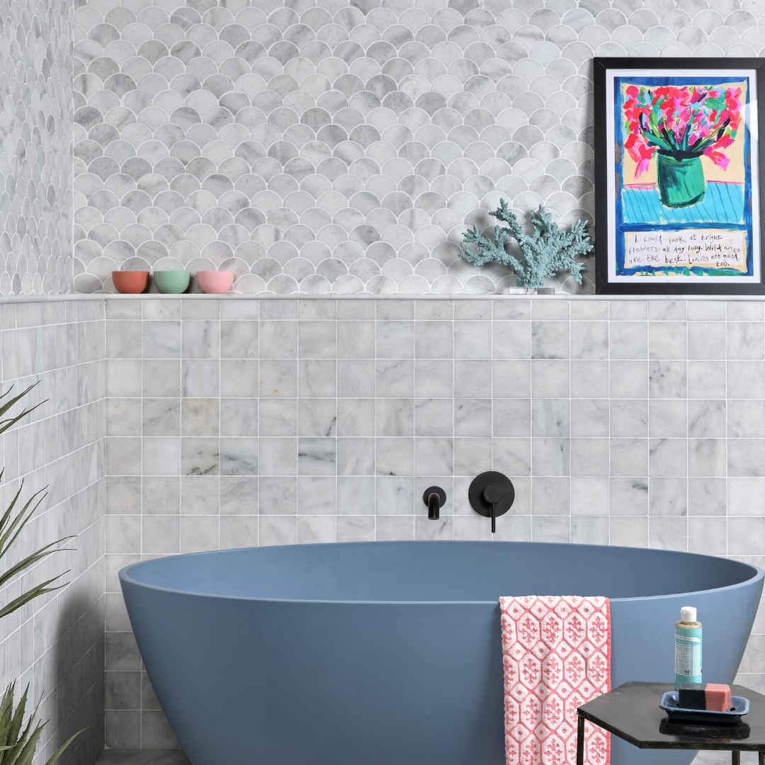 Image of Long Island Marble Honed Scallop 27 x 27cm-Marble-Ca Pietra-Tile.co.uk