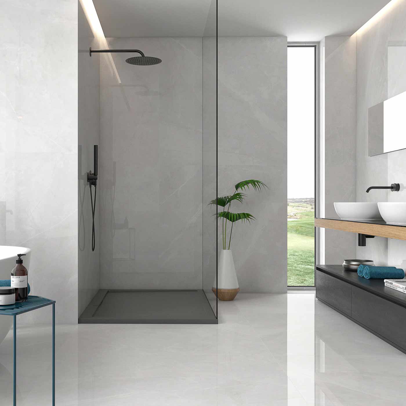 Image of Soft White Polished Porcelain tile 30x60cm-Porcelain tile-Geotiles Ceramica-Tile.co.uk