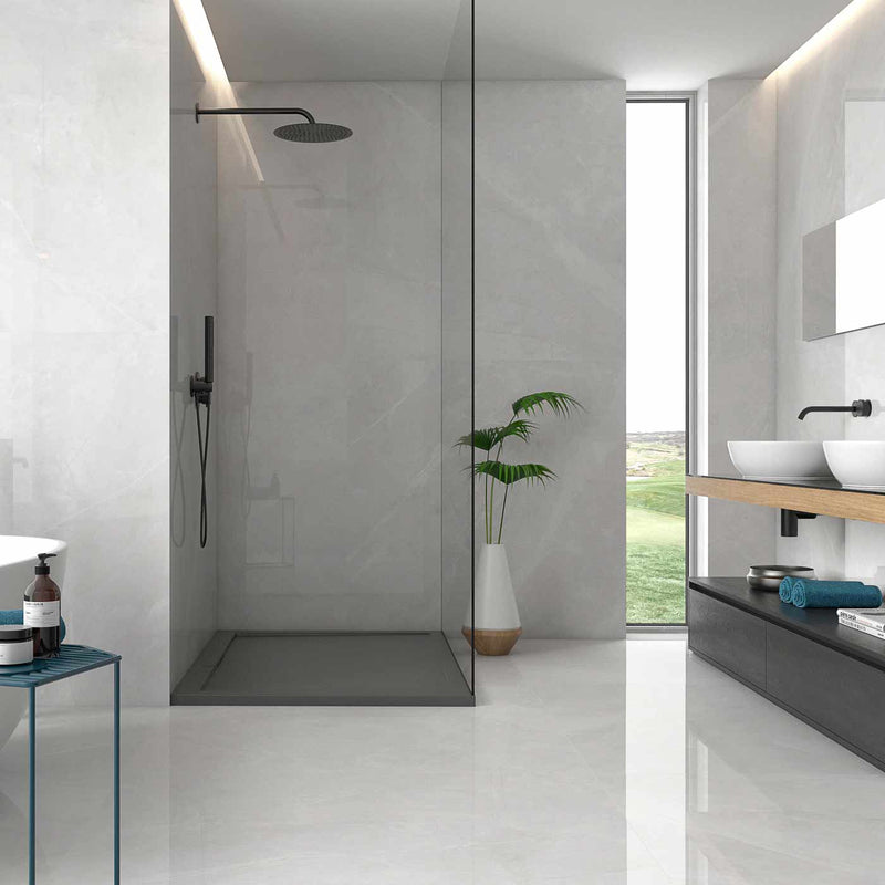 Image of Soft White Polished Porcelain tile 30x60cm-Porcelain tile-Geotiles Ceramica-Tile.co.uk