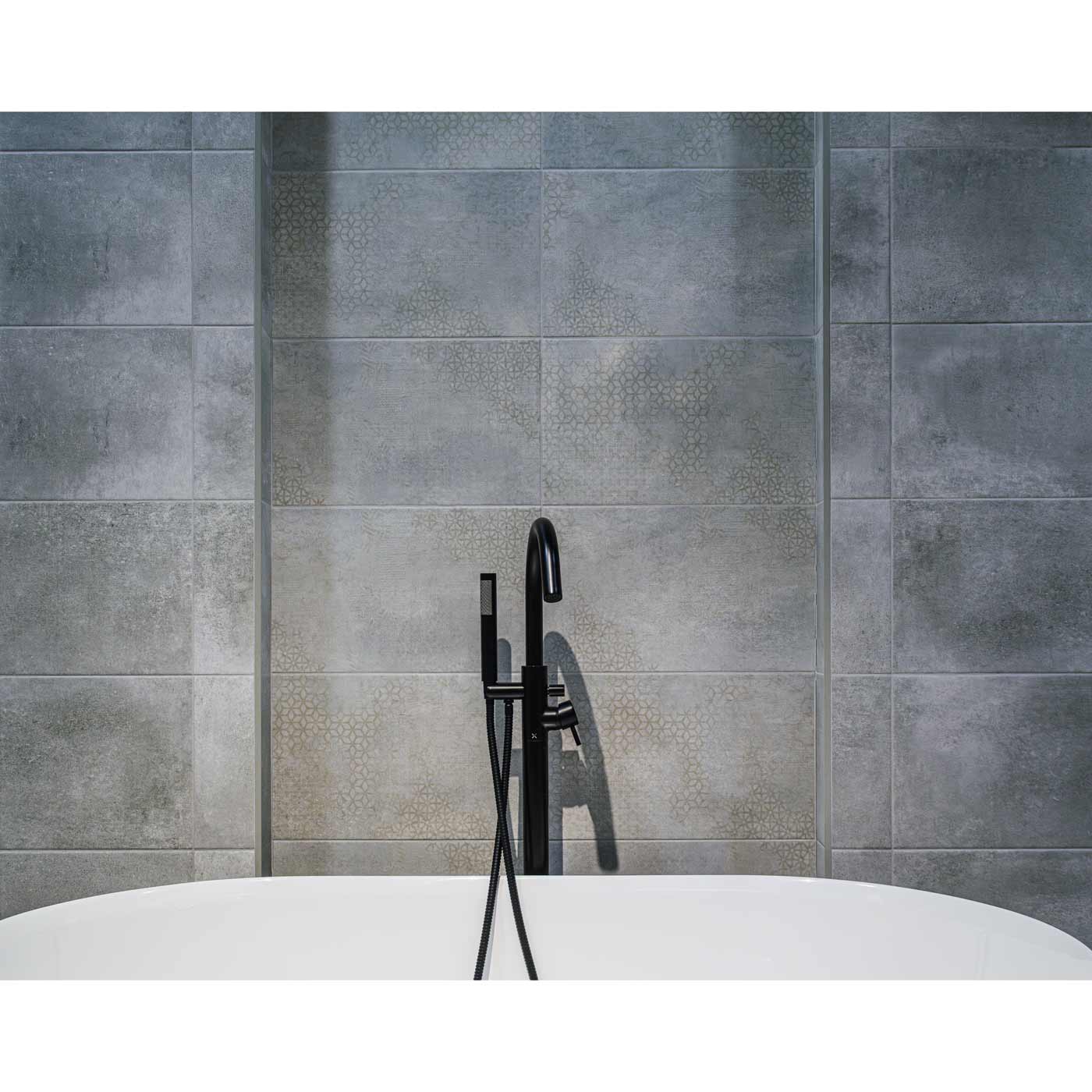 Image of Buxton Grey Decor wall tile 30x60cm-Ceramic wall tile-Cifre-Tile.co.uk