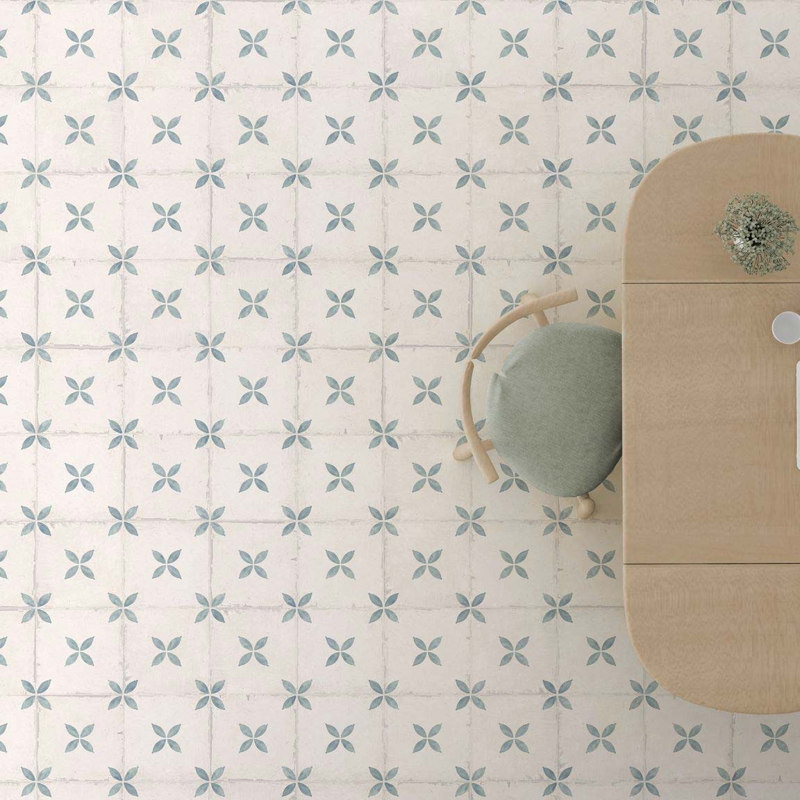 Image of Maria Green pattern floor tile 25x25cm-Pattern tile-Keros-Tile.co.uk