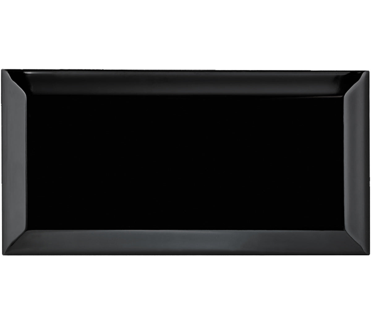 Image of Metro Black Gloss Bevelled Brick tile 10x20cm-Brick style tiles-Salcamar-tile.co.uk