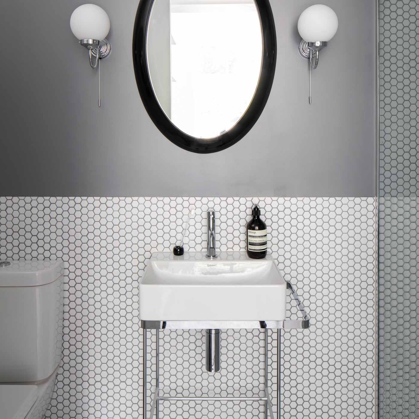 Image of Mono Hex Blanc Satin Mosaic 26x30cm-mosaic tile-Ca Pietra-tile.co.uk