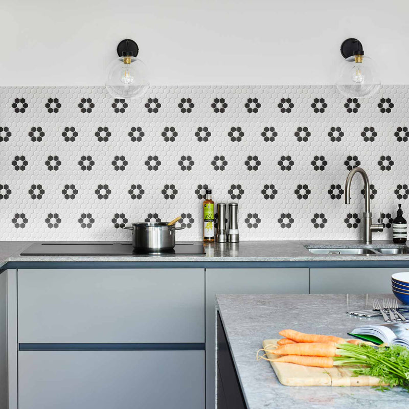 Image of Mono Hex Daisy Satin Mosaic 26x30cm-mosaic tile-Ca Pietra-tile.co.uk