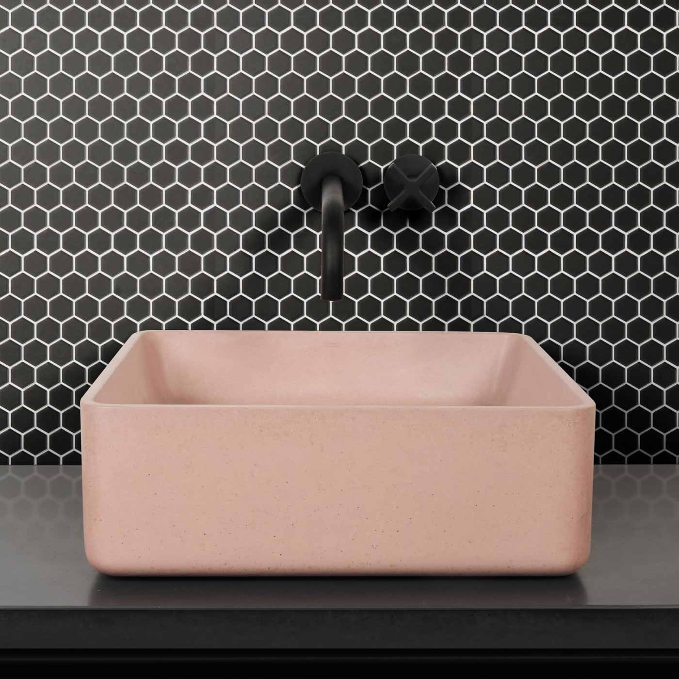 Image of Mono Hex Noir Satin Mosaic 26x30cm-mosaic tile-Ca Pietra-tile.co.uk