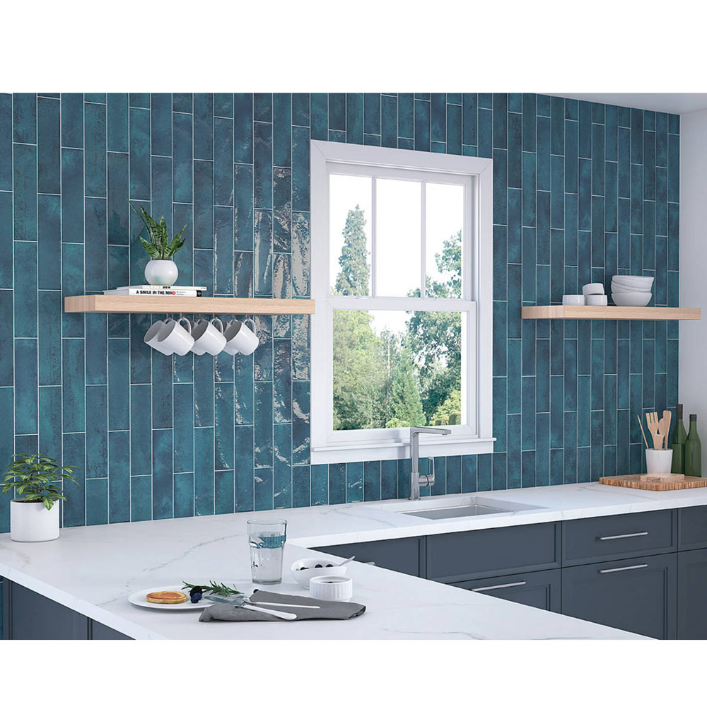 Image of Nissel Blue Brick Tile 7.5x30cm-Ceramic wall tile-Mayolica-Tile.co.uk