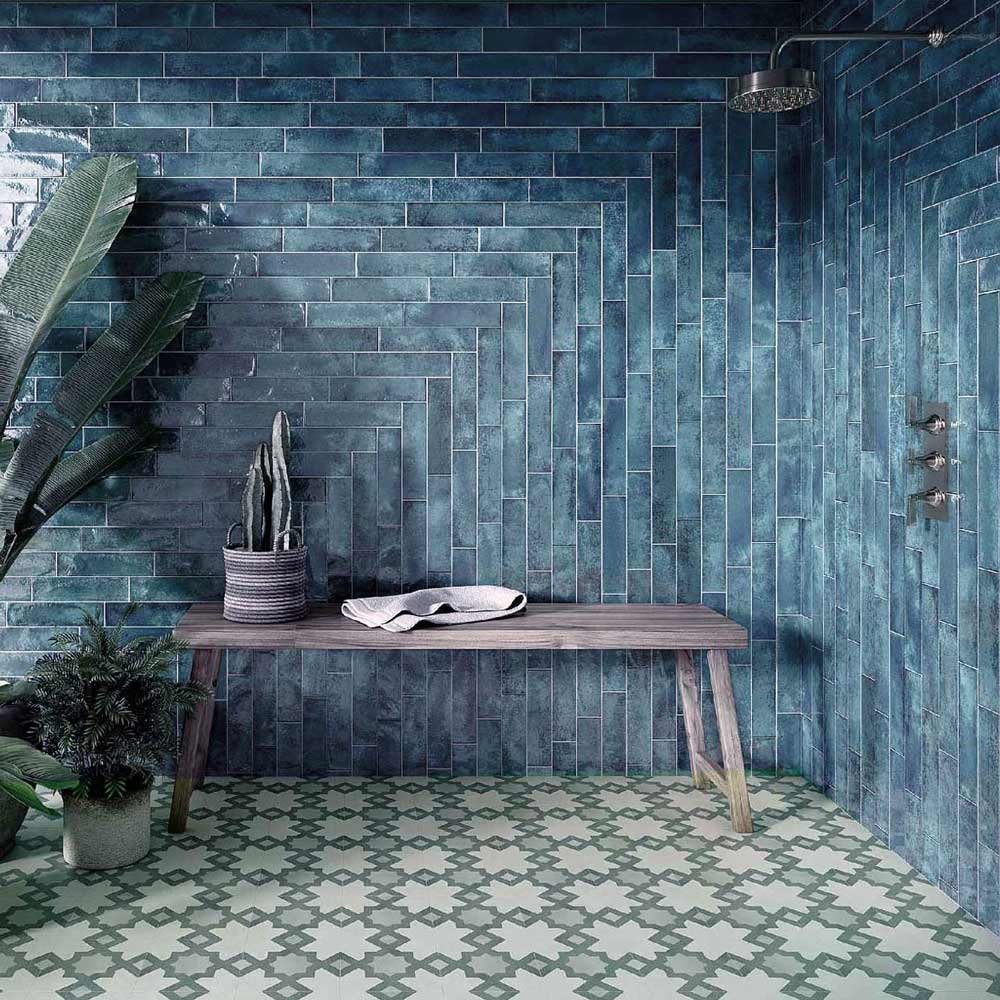 Image of Nissel Blue Brick Tile 7.5x30cm-Ceramic wall tile-Mayolica-Tile.co.uk