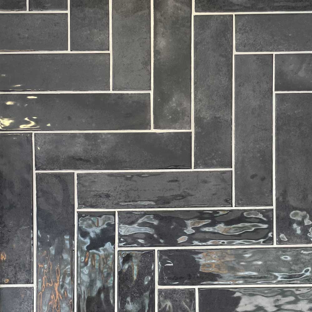 Image of Nissel Black Brick Tile 7.5x30cm-Ceramic wall tile-Mayolica-tile.co.uk