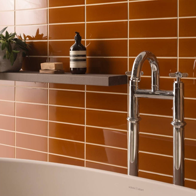 Image of Ochre Large Brick Field Tile 22.8x7.5cm-Ceramic wall tile-Original Style-Tile.co.uk