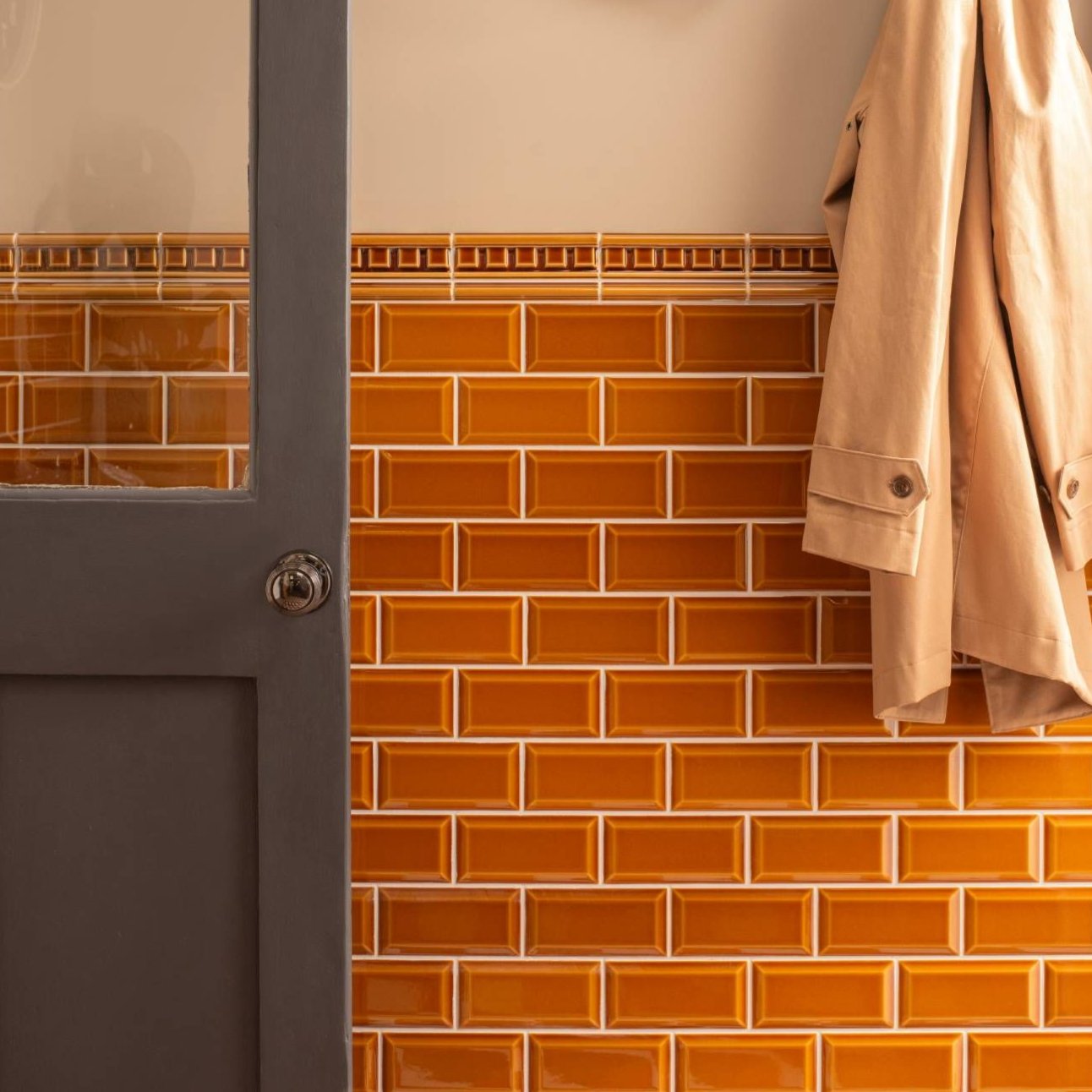 Image of Ochre Metro Bevelled Tile 15x7.5cm-Ceramic wall tile-Original Style-Tile.co.uk