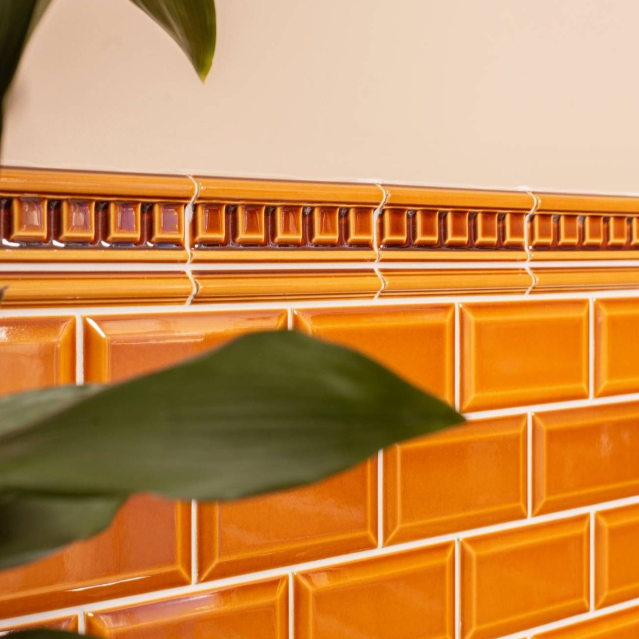 Image of Ochre Metro Bevelled Tile 15x7.5cm-Ceramic wall tile-Original Style-Tile.co.uk
