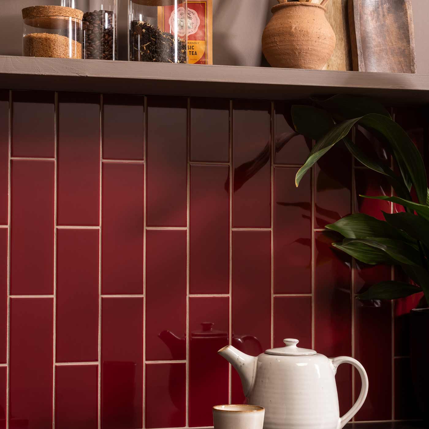 Image of Burdundy Half Tile 15.2x7.5cm-Ceramic wall tile-Original Style-Tile.co.uk