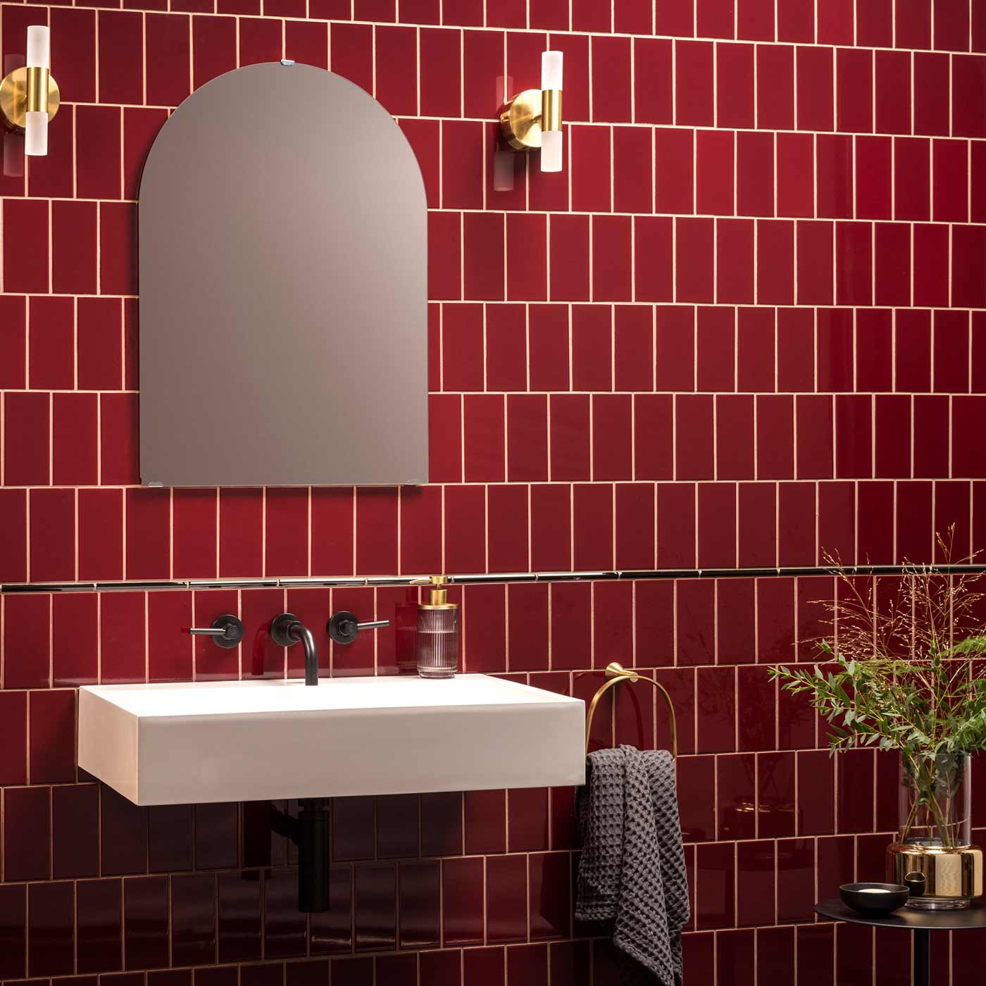 Image of Burdundy Half Tile 15.2x7.5cm-Ceramic wall tile-Original Style-Tile.co.uk