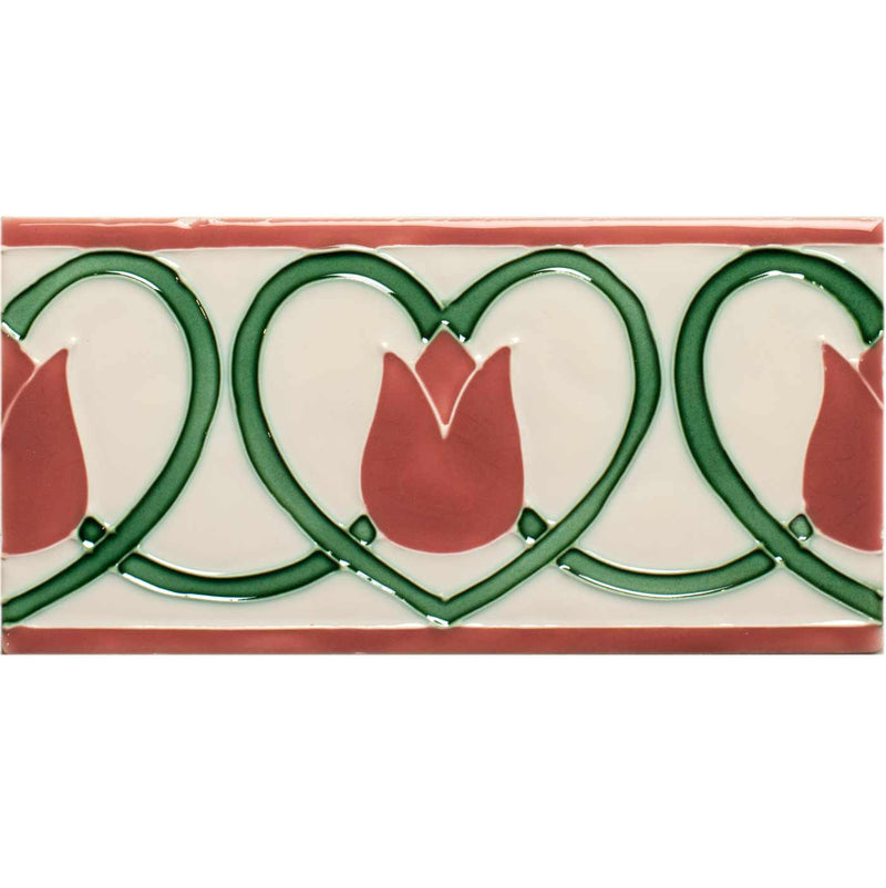 Image of Elysée Border on Vintage White 15.2x7.5cm-Ceramic wall tile-Original Style-Tile.co.uk