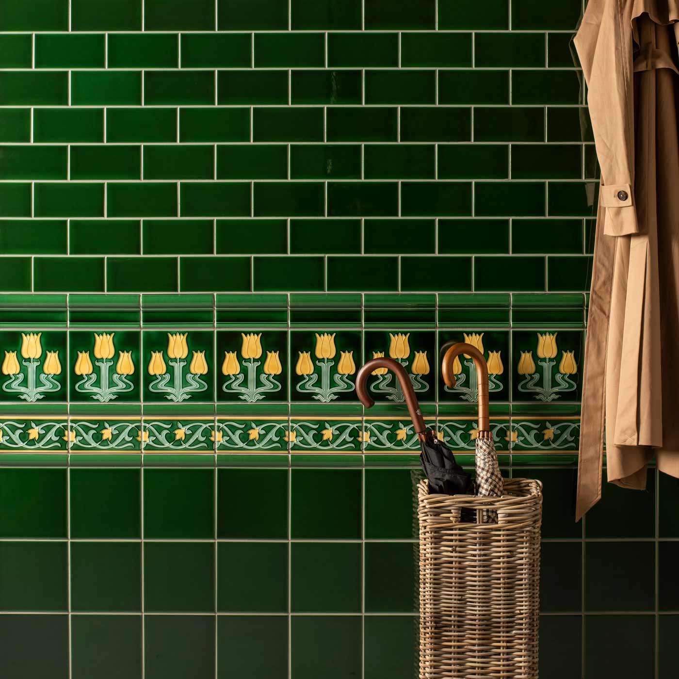 Image of Victorian Green Half Tile 15.2x7.5cm-Ceramic wall tile-Original Style-Tile.co.uk