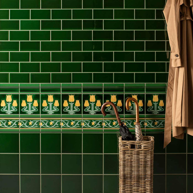 Image of Victorian Green Half Tile 15.2x7.5cm-Ceramic wall tile-Original Style-Tile.co.uk