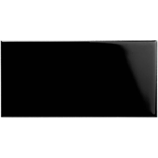 Jet Black Half Tile 15.2x7.5cm-Ceramic wall tile-Original Style-Tile.co.uk