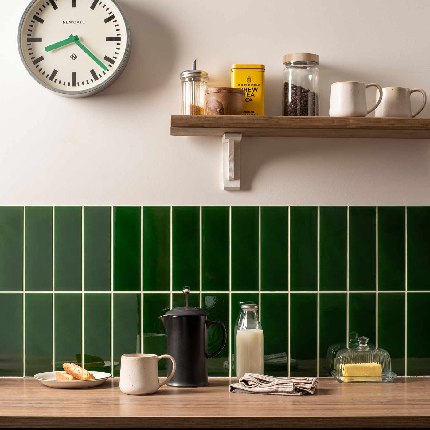 Image of Victorian Green Large Brick Field Tile 22.8x7.5cm-Ceramic wall tile-Original Style-Tile.co.uk