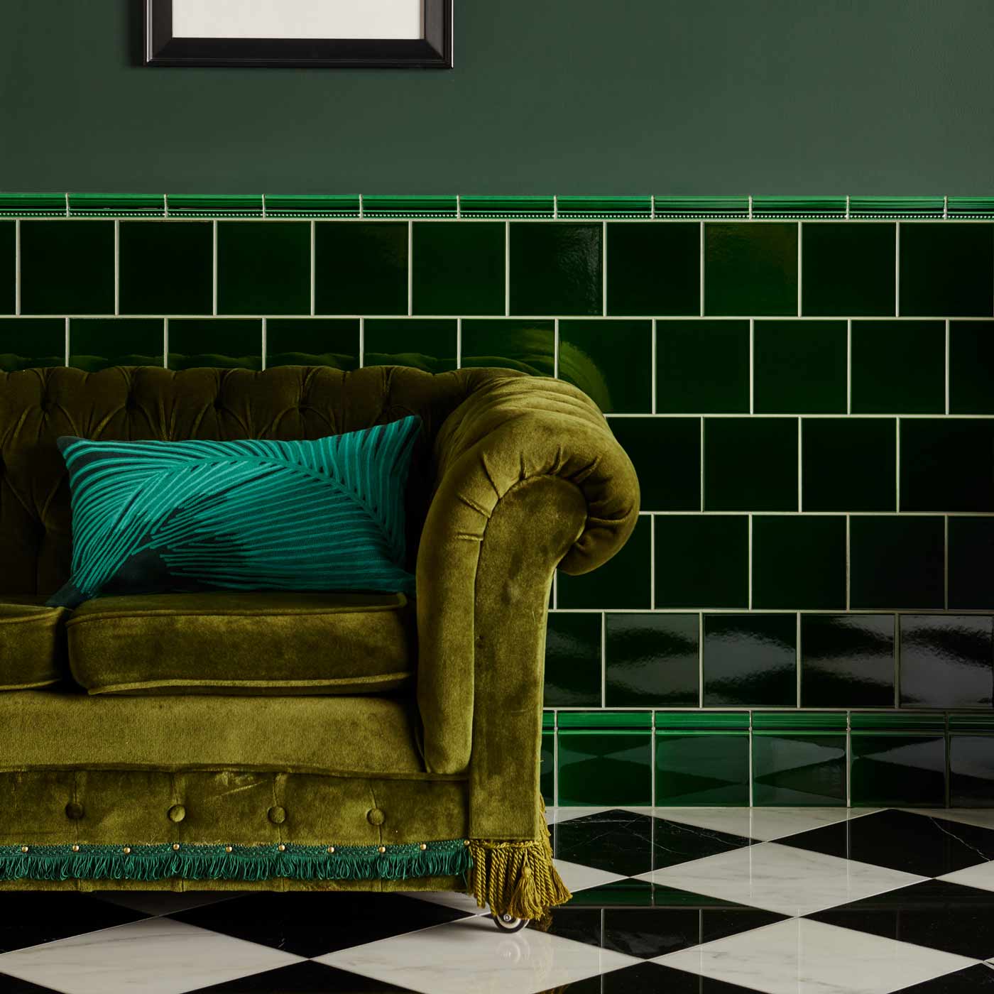 Image of Victorian Green Field Tile 15.2x15.2cm-Ceramic wall tile-Original Style-Tile.co.uk