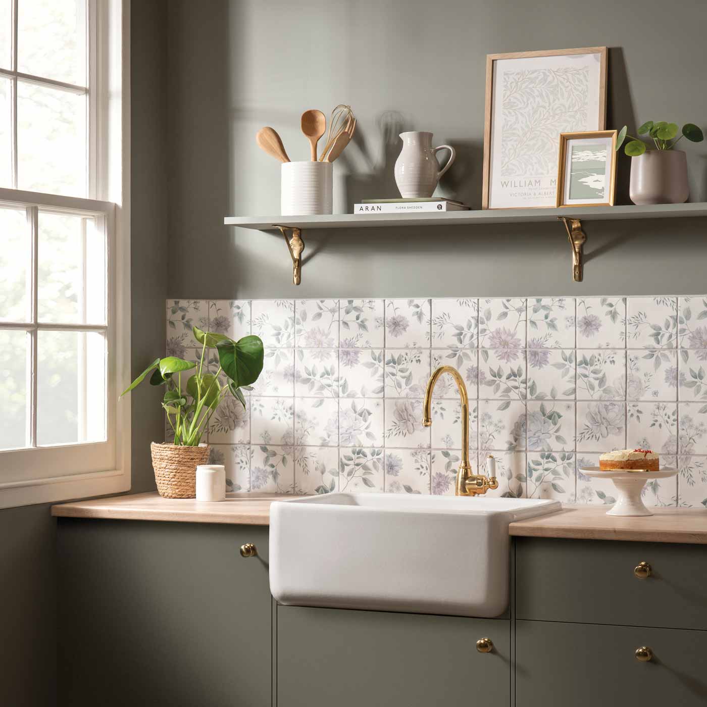 Image of Cottage Garden 16-Tile Panel wall tile 52x52cm-Ceramic wall tile-Original Style-Tile.co.uk