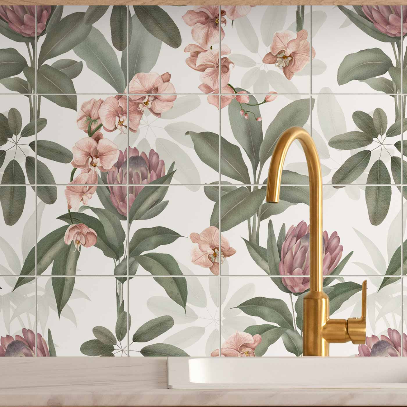 Image of Exotic Paradise 16-Tile Panel wall tile 52x52cm-Ceramic wall tile-Original Style-Tile.co.uk