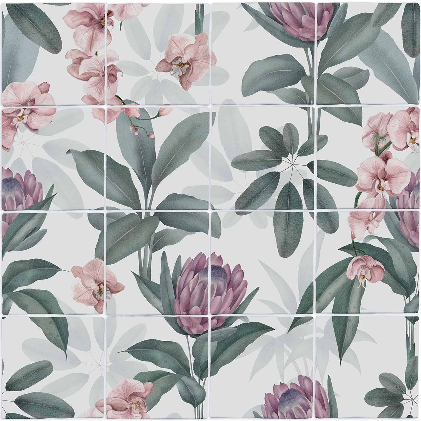 Image of Exotic Paradise 16-Tile Panel wall tile 52x52cm-Ceramic wall tile-Original Style-Tile.co.uk