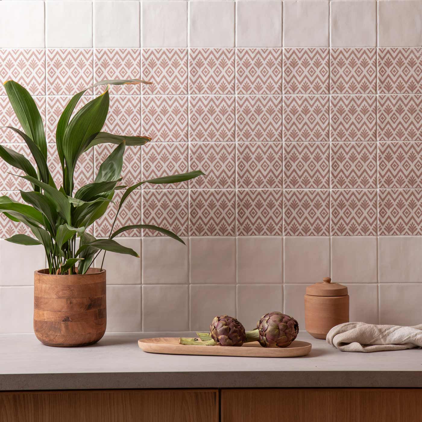 Image of Jacquard Clay Wall Tile 13x13cm-Ceramic wall tile-Original Style-Tile.co.uk