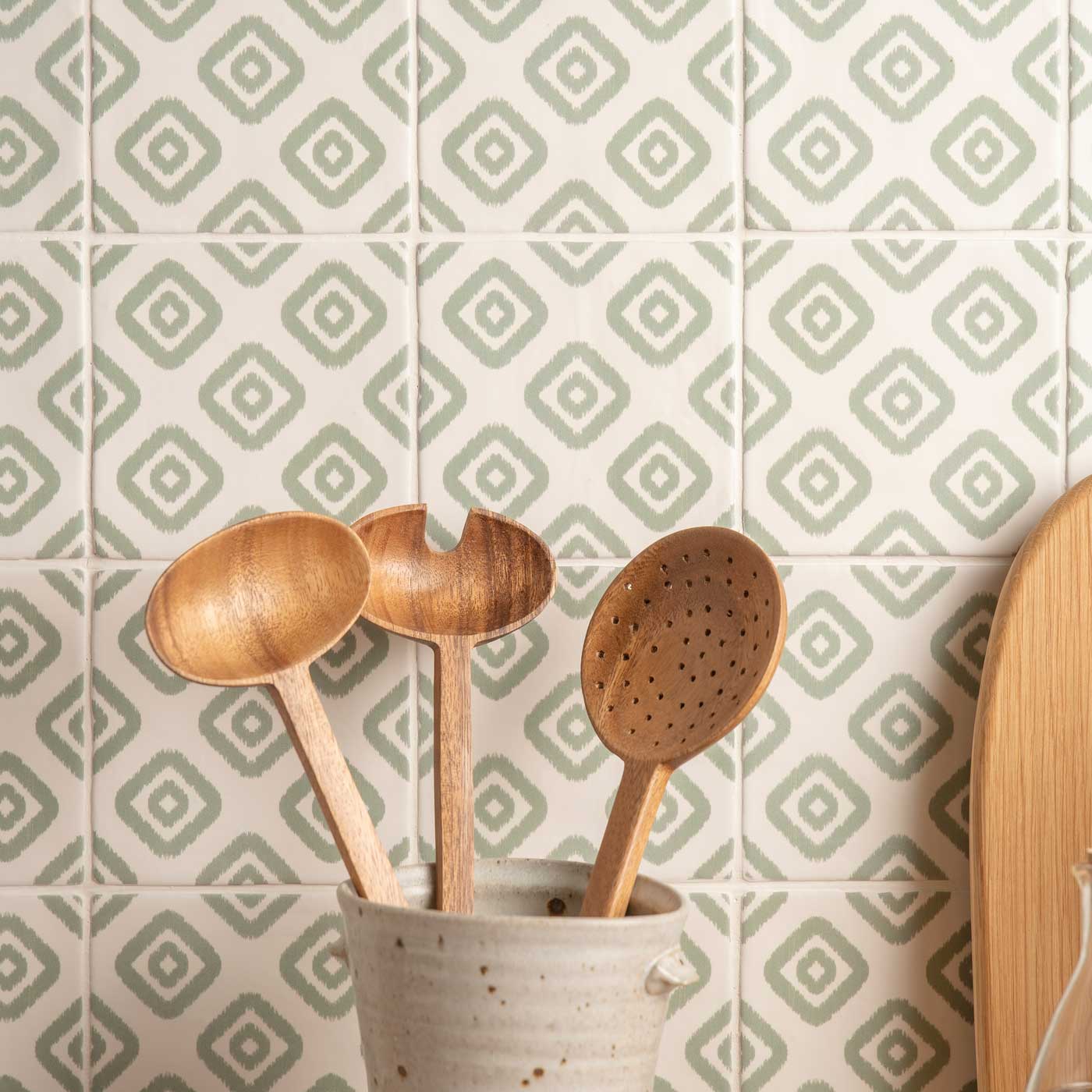 Image of Jacquard Sage Wall Tile 13x13cm-Ceramic wall tile-Original Style-Tile.co.uk