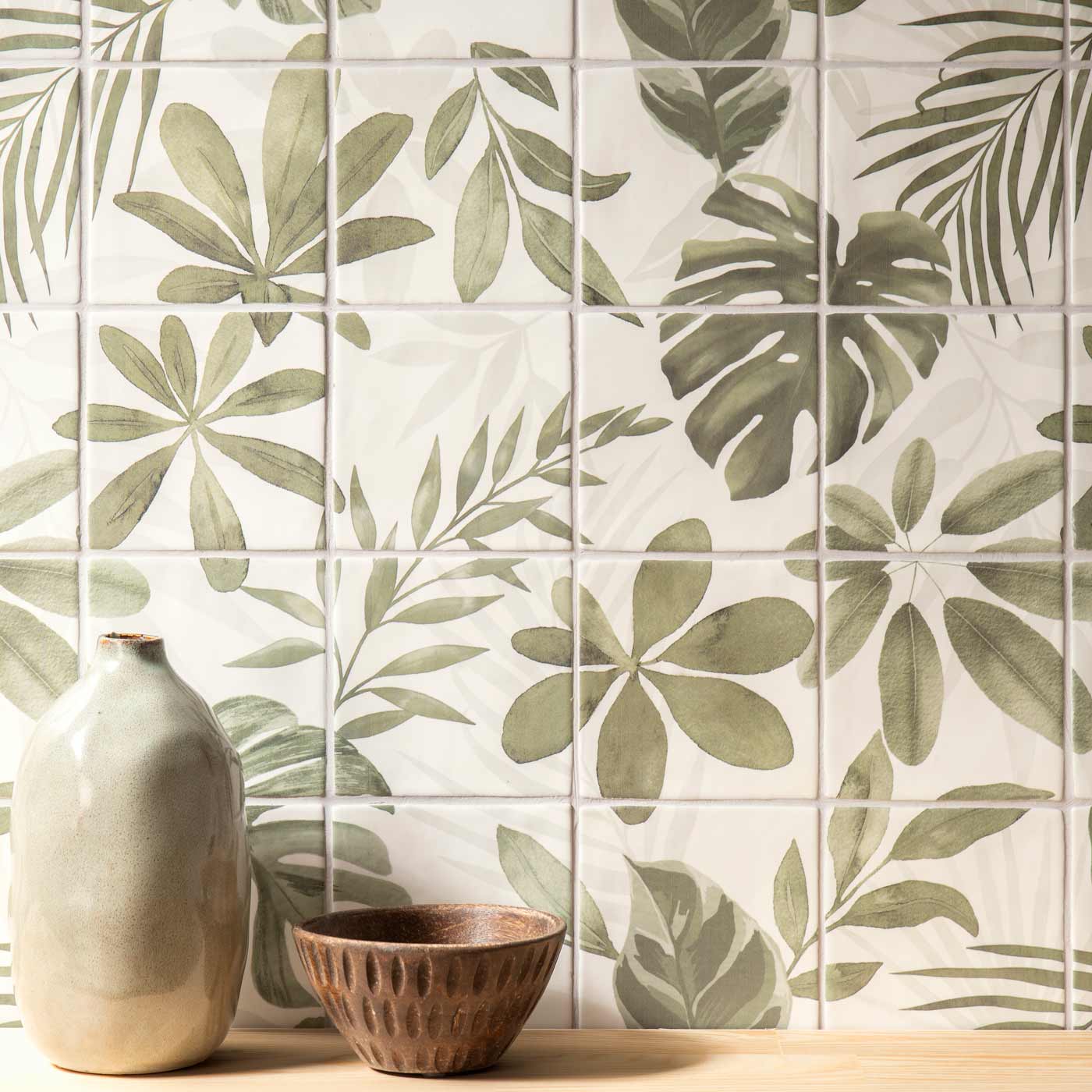 Image of Jungle Grove 16-Tile Panel wall tile 52x52cm-Ceramic wall tile-Original Style-Tile.co.uk