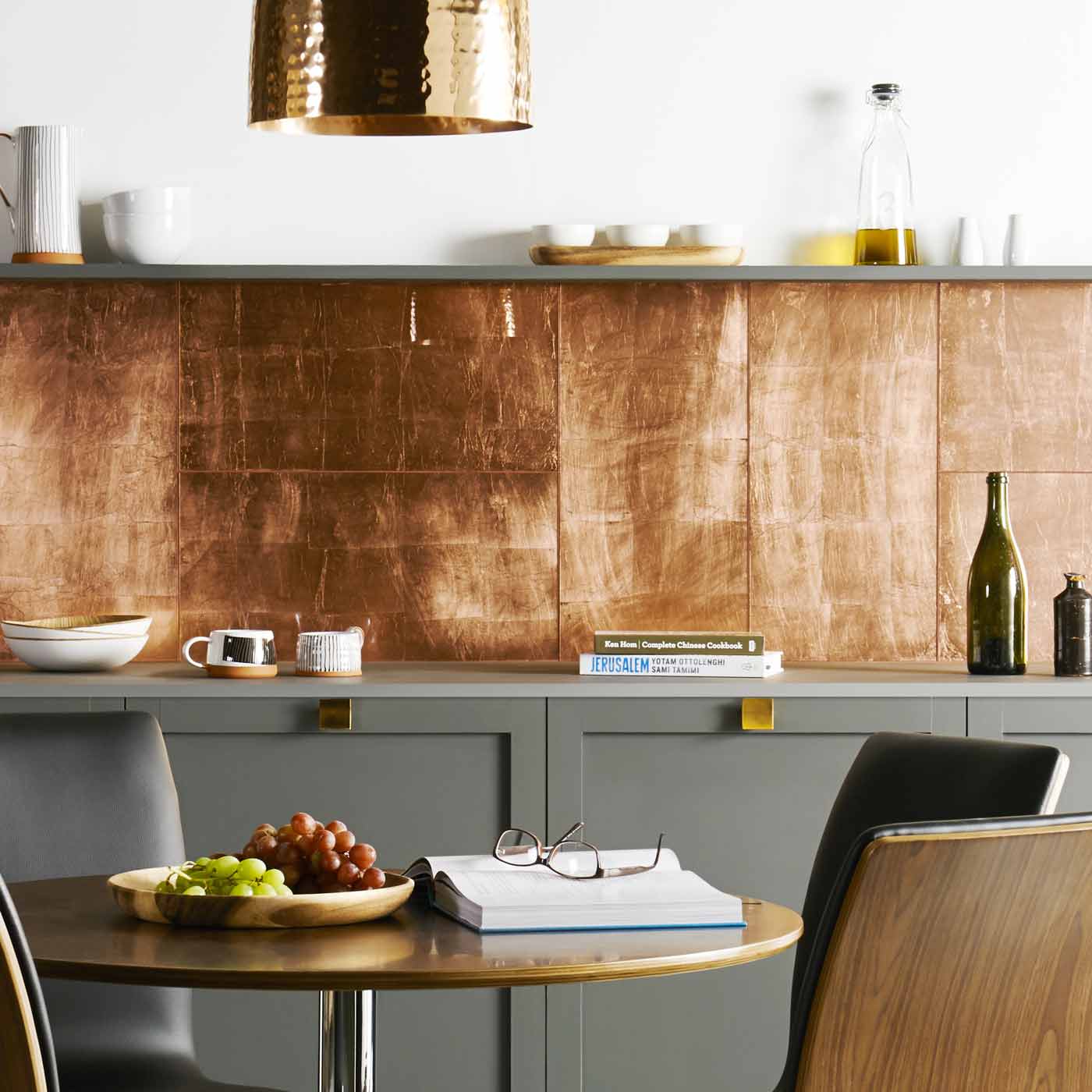 Image of Copper Leaf Decorative Glass wall tile 30x60cm-Glass Tiles-Original Style-tile.co.uk